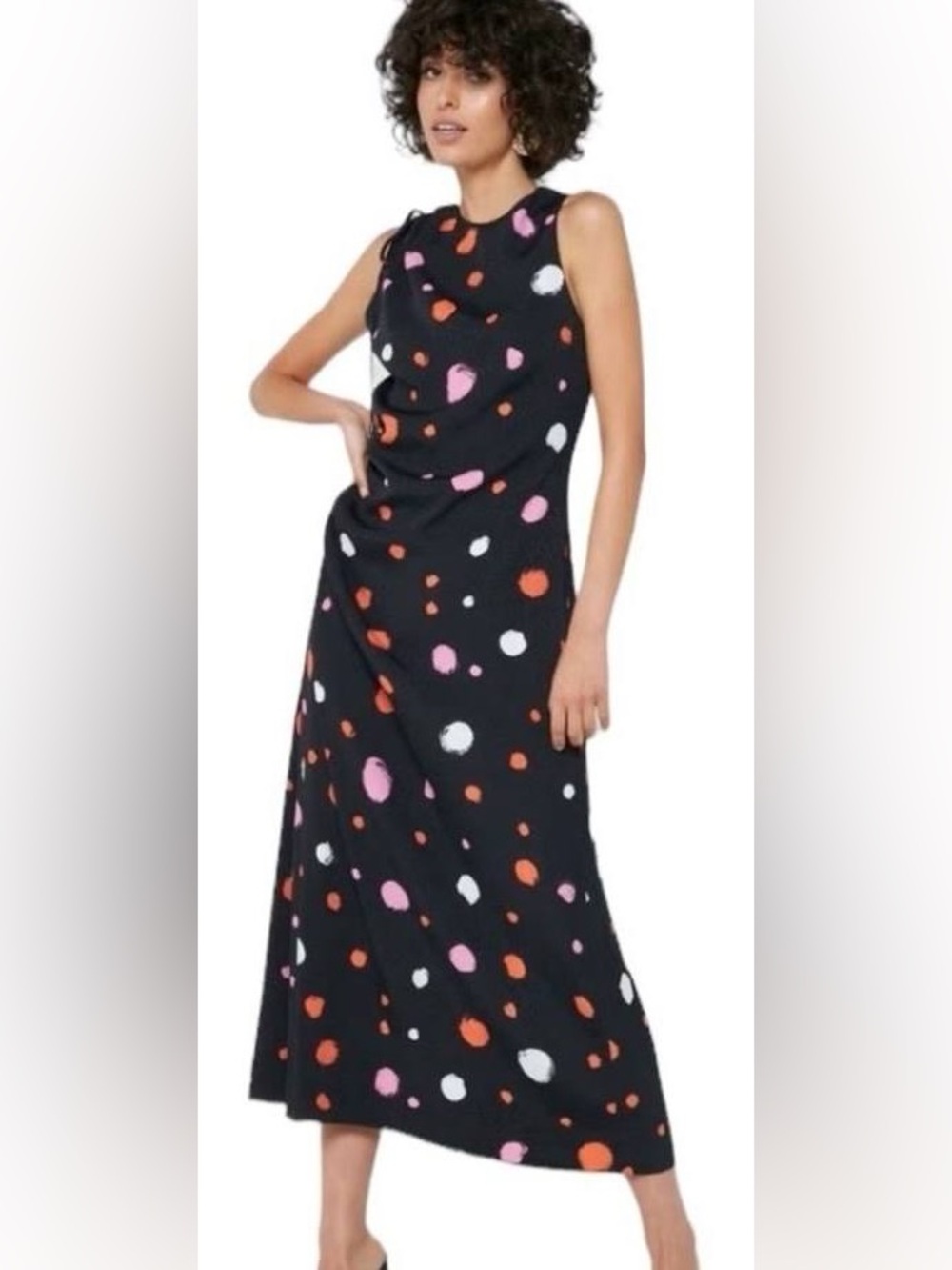 Ted Baker Lizzie Ruched Side Detail Midi Dress Black Size TED 4/ US 10